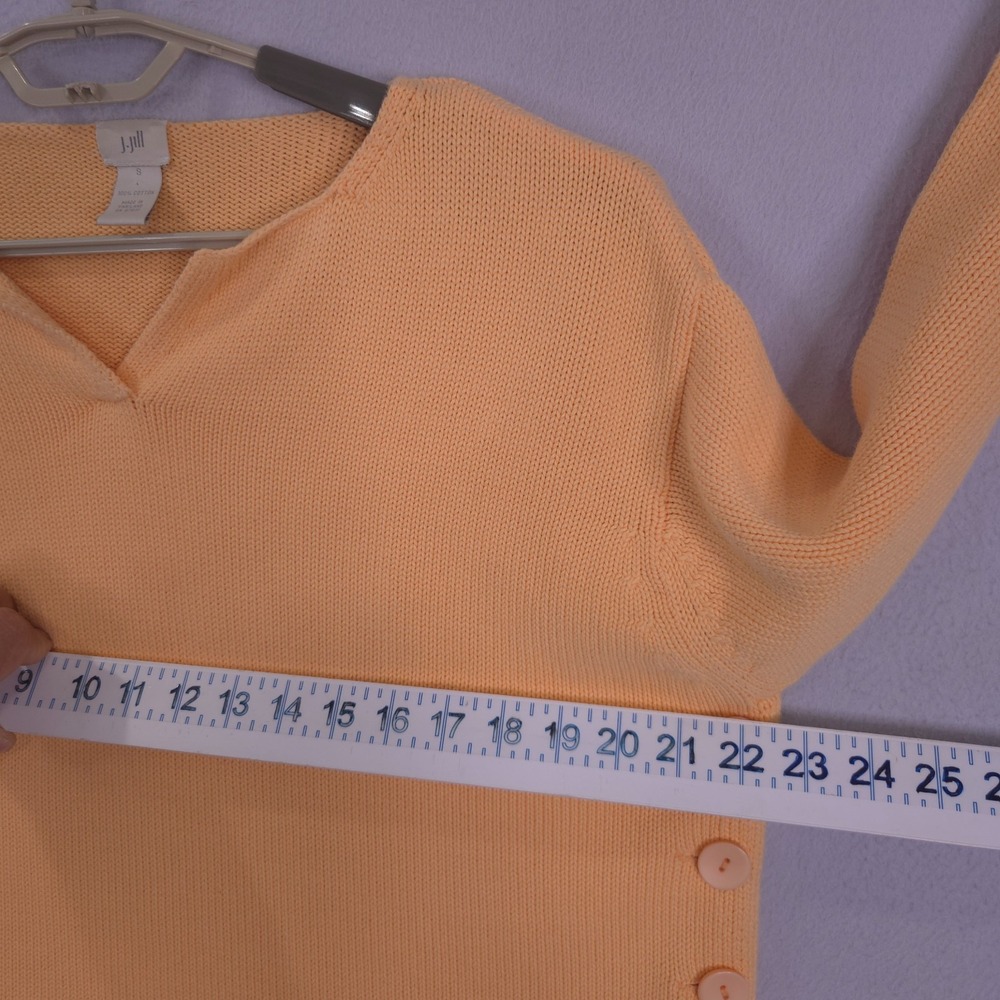 J Jill Sweater Womens Orange Small Long Sleeve Cropped Side Button Pullover - Picture 4 of 16
